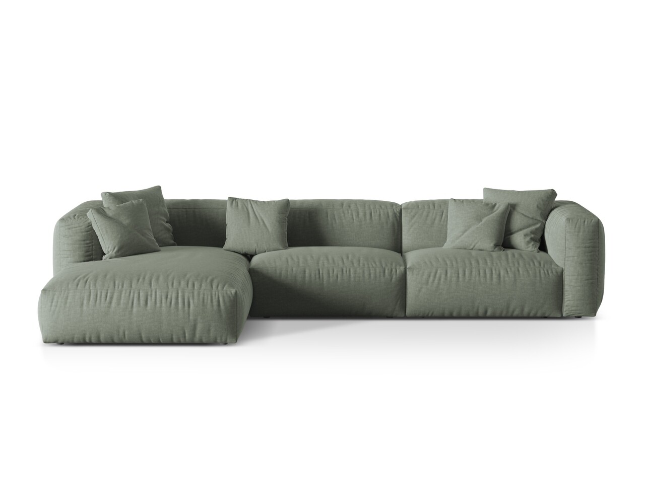 Coltar modular stanga 3 locuri, Martina-169, Micadoni Home, 332x176x75 cm, tesatura structurata catifelata, verde muschi Colțare